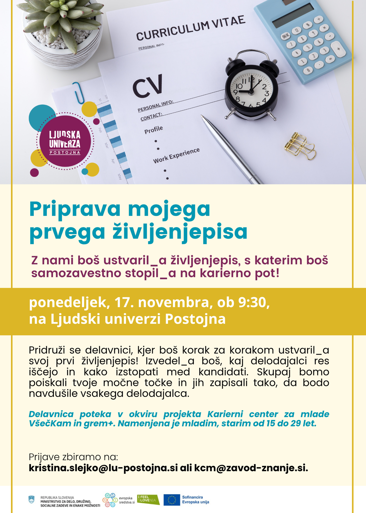 priprava mojega prvega življenjepisa